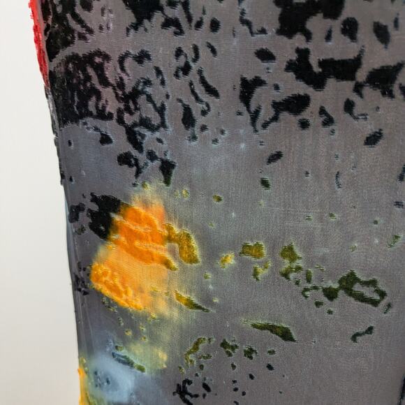 Vintage Velvet Maxi Dress M Black Mulit Burnout Indie Grunge Artsy 90s Y2K Goth - Picture 8 of 12